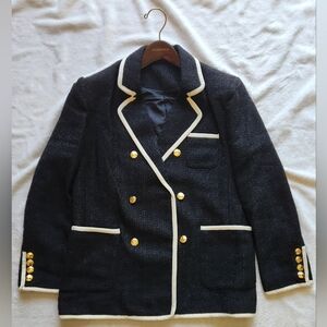 Black and Gold Tweed Structured Blazer